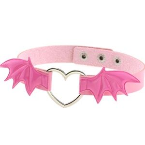 Pink Bat Wing Heart Choker goth Lolita